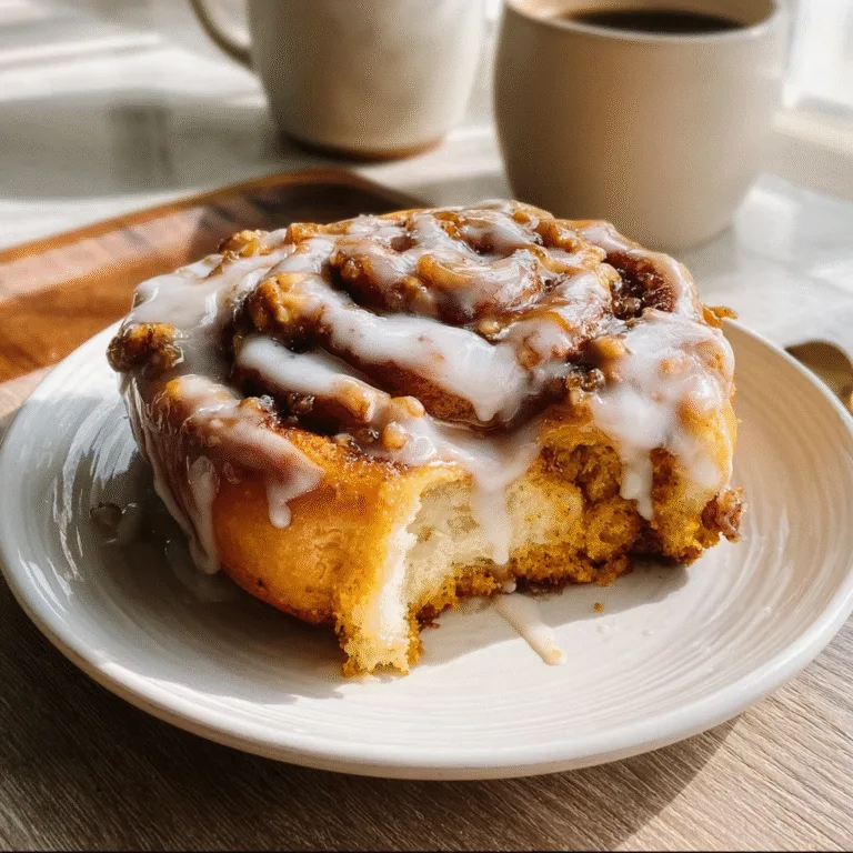 Pumpkin Cinnamon Rolls with Coffee Maple Frosting