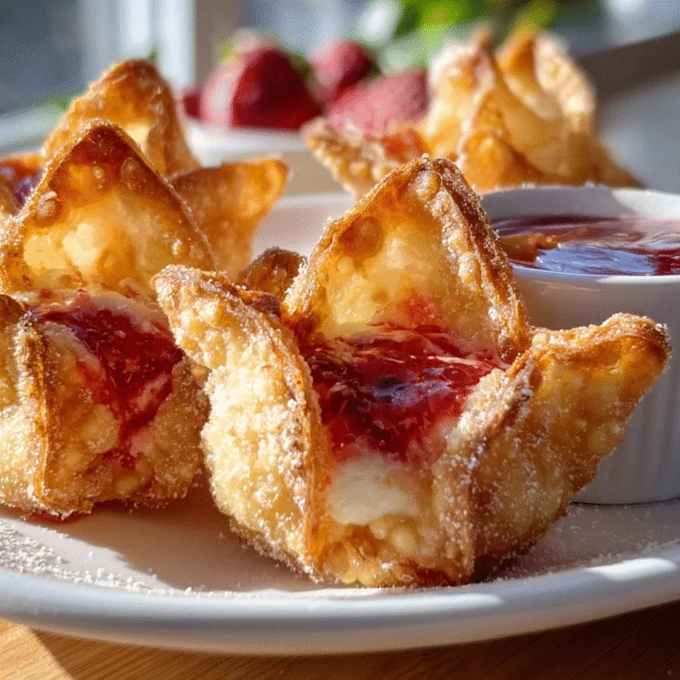 Deep-Fried Strawberry Cheesecake Wontons – A Crispy Sweet Indulgence