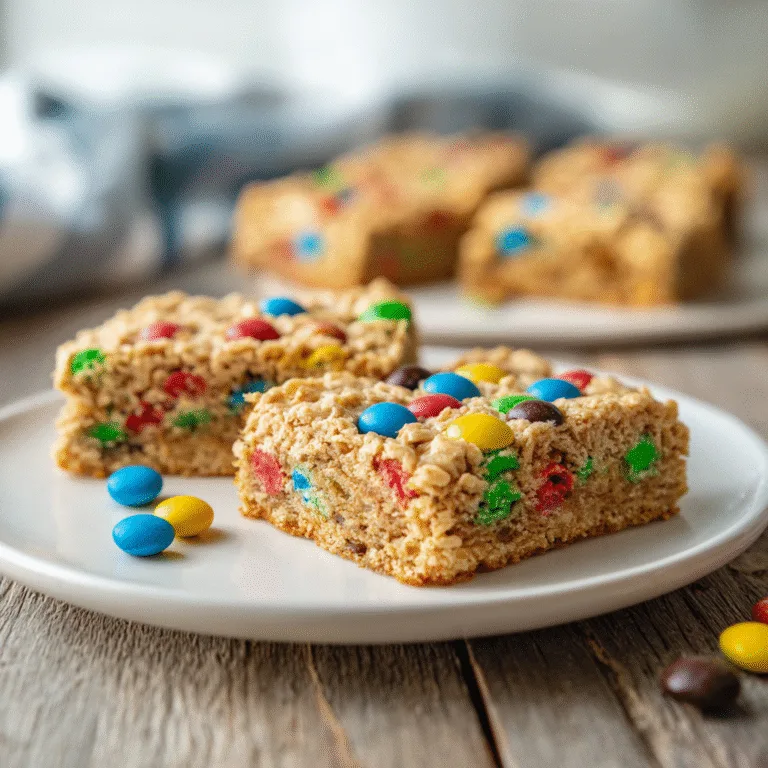 No Flour Monster Cookie Bars – Colorful, Chewy, and Gluten-Free Bliss