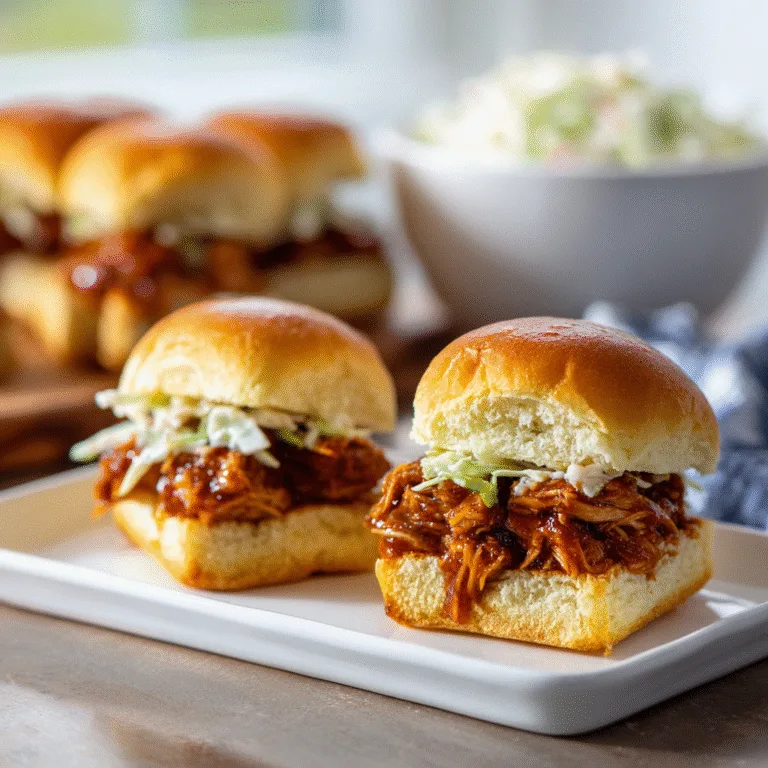 BBQ Chicken Sliders with Tangy Coleslaw – Sweet, Smoky, and Perfectly Crunchy