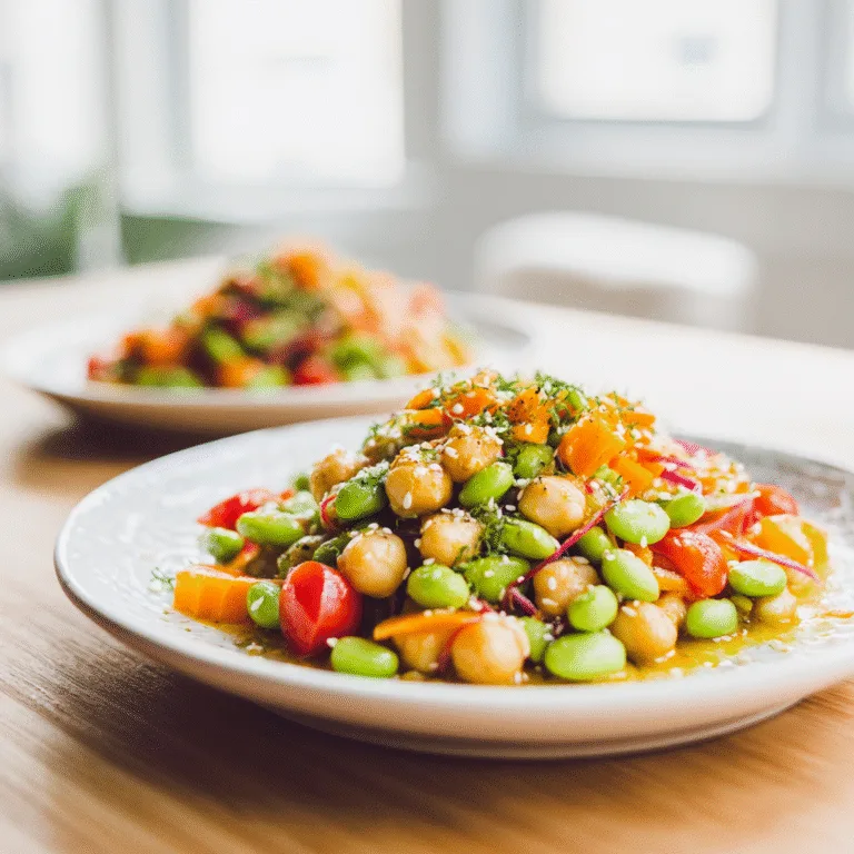 Chickpea Edamame Salad with Ginger Sesame Vinaigrette – A Fresh and Flavorful Power Bowl