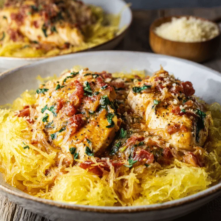 Creamy Tuscan Chicken and Spaghetti Squash – A Cozy Italian-Inspired Dinner