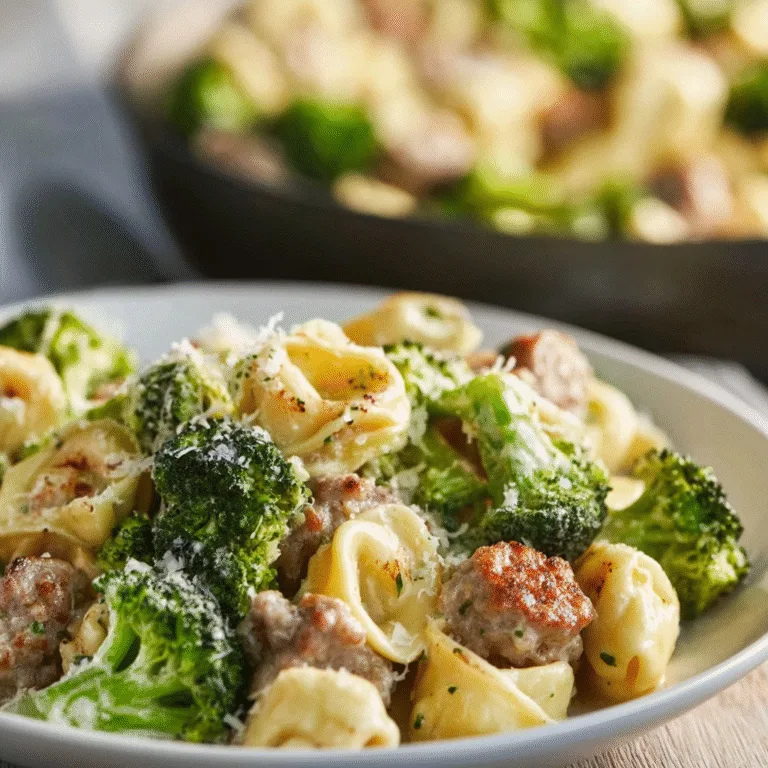 Creamy Garlic Parmesan Tortellini with Sausage and Broccoli – A One-Pan Comfort Classic