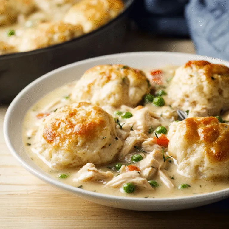 Easy Chicken and Dumplings with Biscuits – Cozy, Creamy, Classic Comfort in Minutes