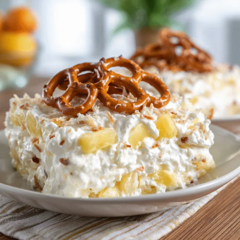 Easy Pineapple Pretzel Fluff Salad – Sweet, Crunchy, Creamy, and Completely Irresistible