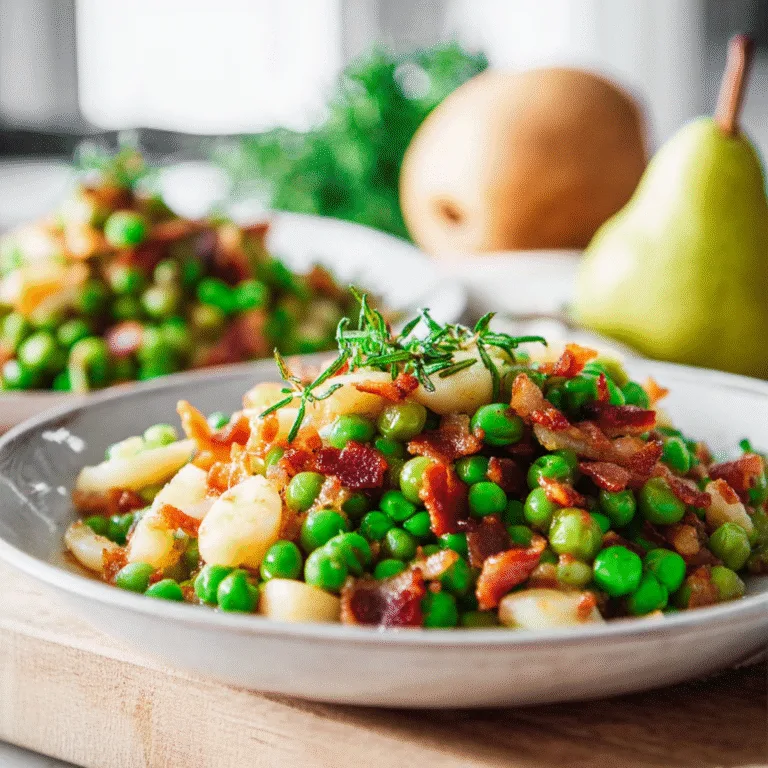 Thanksgiving Peas with Pear & Pancetta – A Sweet & Savory Holiday Side Dish with Elegant Flavor