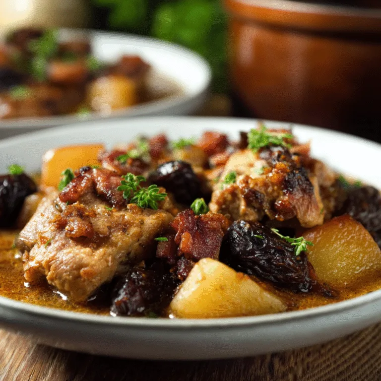 Pork Stew with Bacon, Apples, and Prunes – A Rustic, Cozy, Deeply Comforting Dish for Any Season
