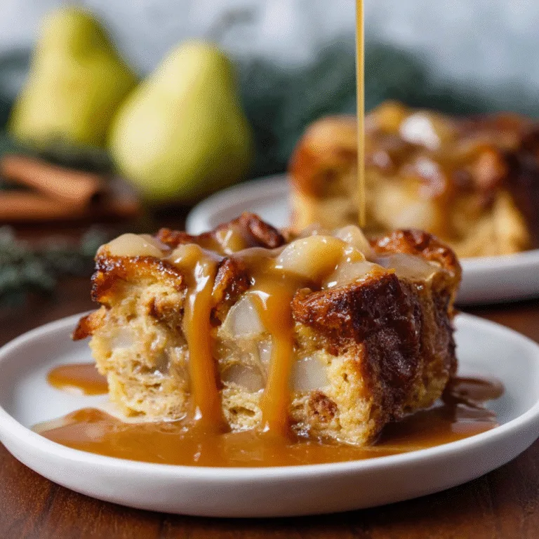 Cardamom Pear Bread Pudding with Orange Caramel Sauce – A Warm, Cozy Dessert with Bright Citrus Magic