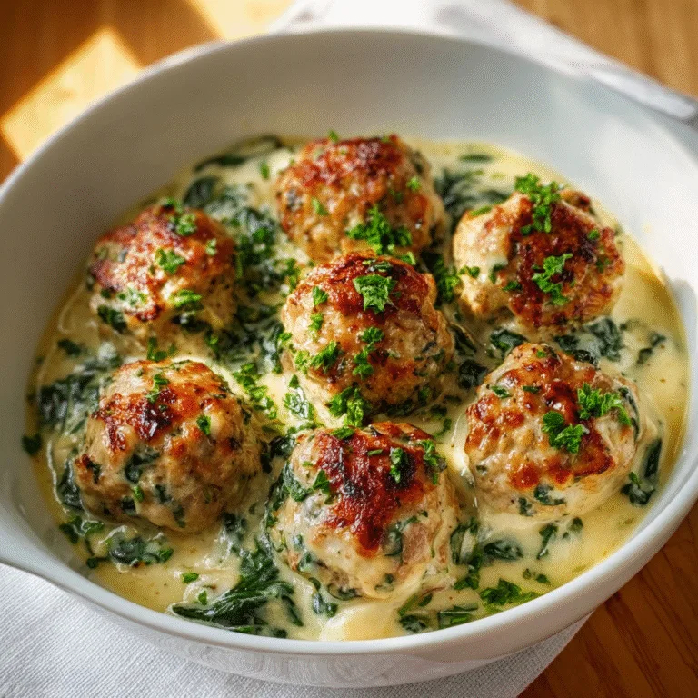 Southern-Style Baked Chicken Ricotta Meatballs with Cream Spinach Alfredo – Comfort Food with a Luxurious Twist