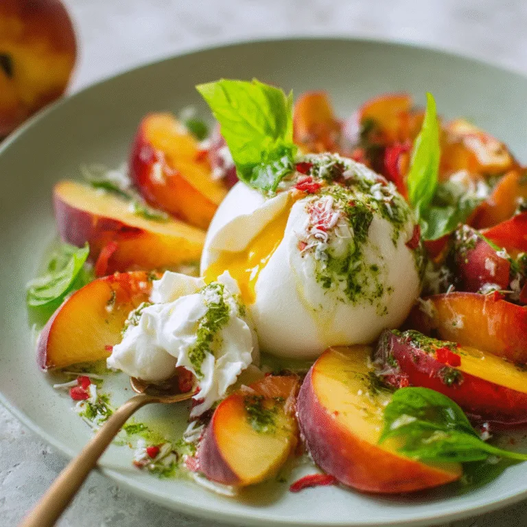 Peach Caprese Salad with Burrata