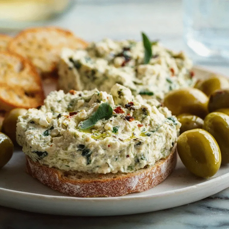 Creamy Green Olive & Feta Spread – Bright, Tangy & Addictively Savory