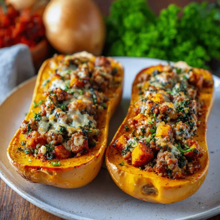 Sausage Stuffed Butternut Squash – A Cozy, Hearty Fall Dinner Delight