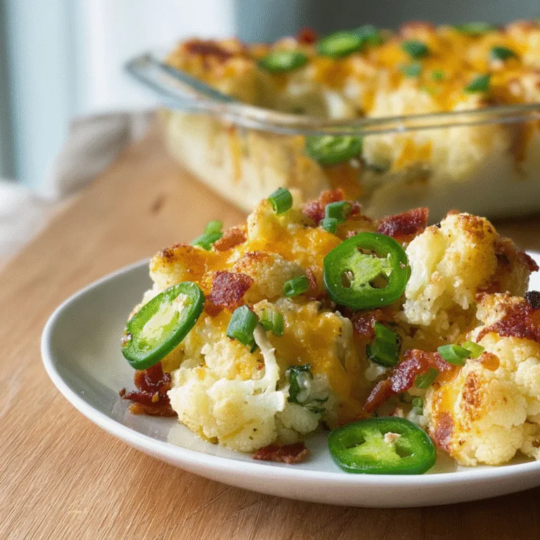 Jalapeño Popper Cauliflower Casserole – A Creamy, Cheesy, Low-Carb Comfort Bake