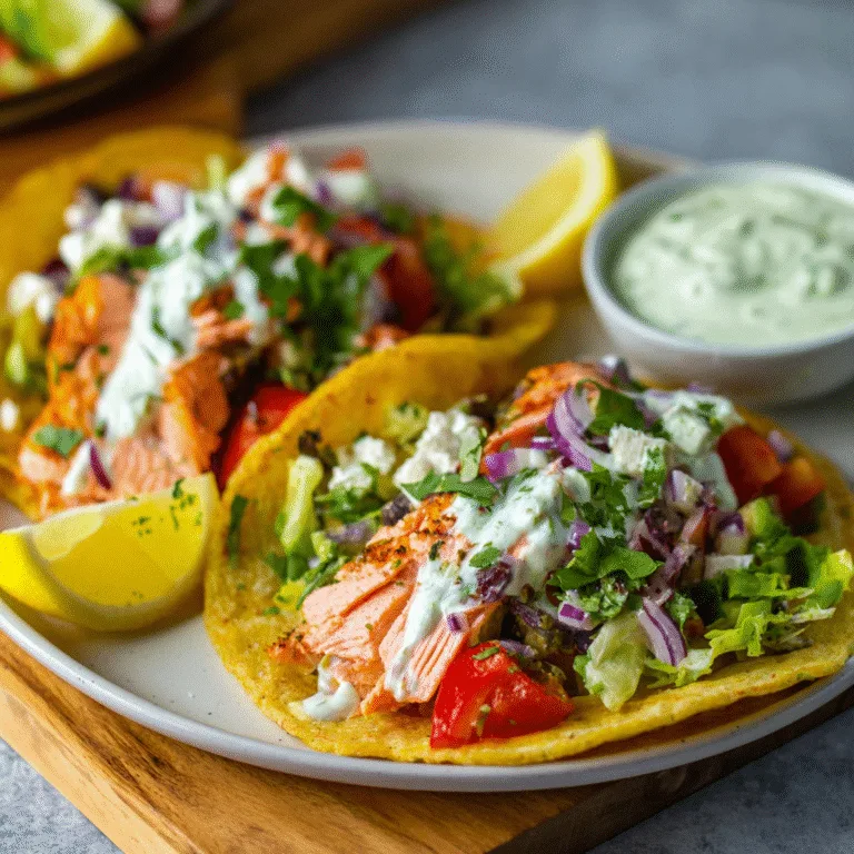 Mediterranean Style Salmon Tacos – Fresh, Bright, and Packed With Coastal Flavor