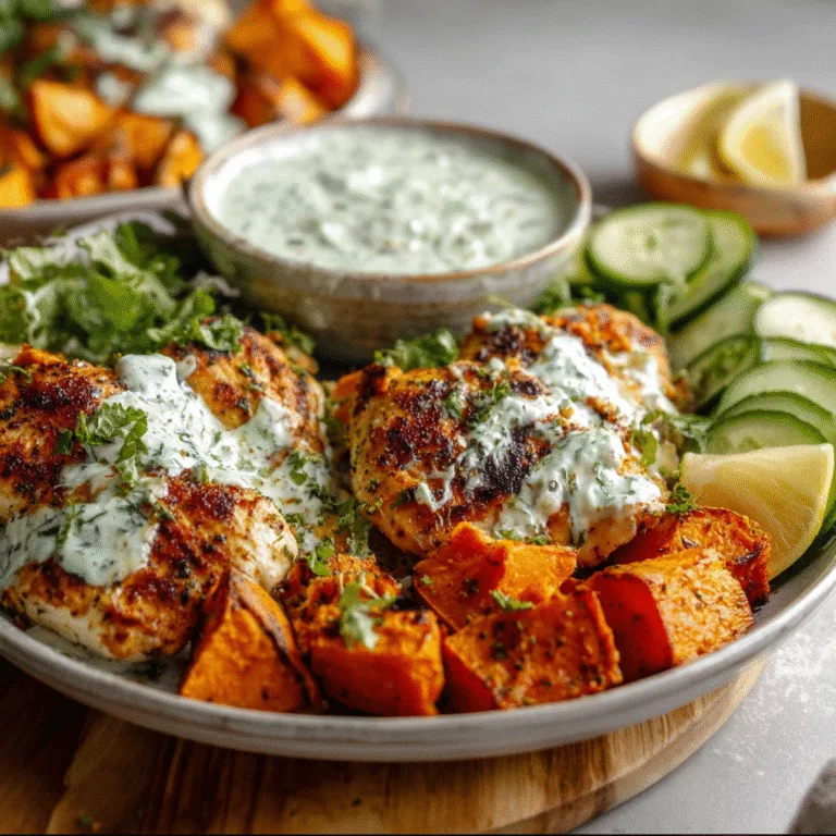 Sheet Pan Chicken Tzatziki and Sweet Potatoes – A Cozy Mediterranean Weeknight Dinner