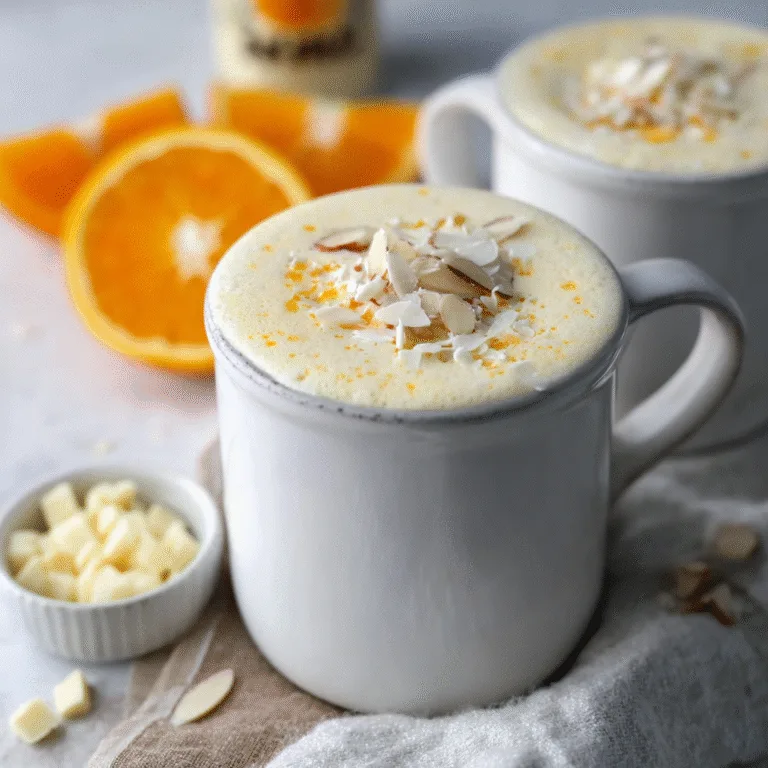 White Chocolate Orange Almond Hot Chocolate – A Cozy Citrus-Kissed Winter Treat