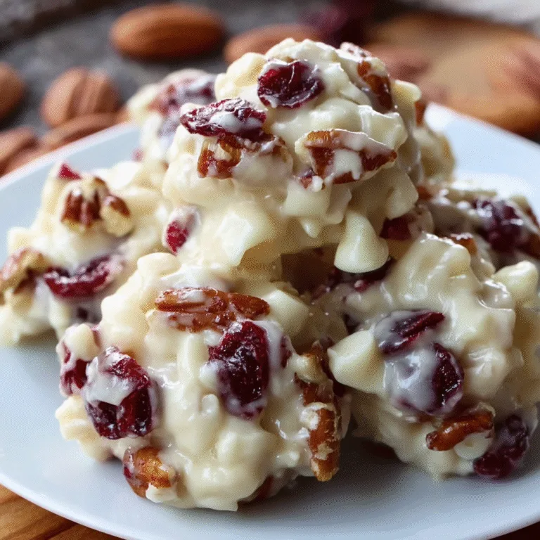 White Chocolate Cranberry Pecan Clusters – Sweet, Nutty, and Perfect for Gifting