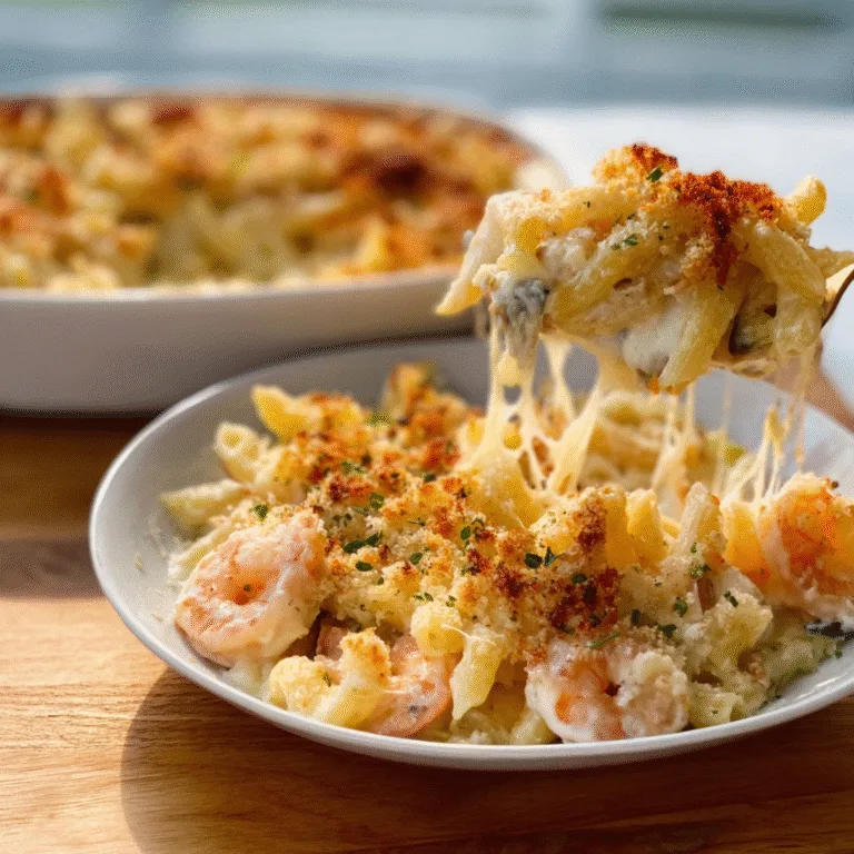 Creamy Seafood Gratin Pasta Bake – A Golden, Comfort-Filled Dish for Special Nights In