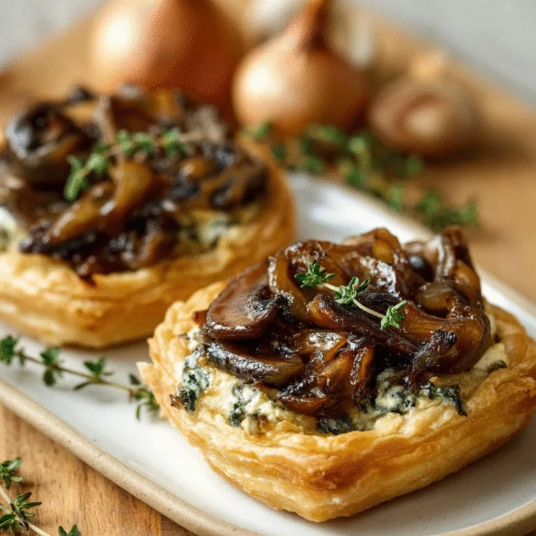 Mushroom, Shallot & Herbed Goat Cheese Tarts – A Cozy Little Bite of Elegance