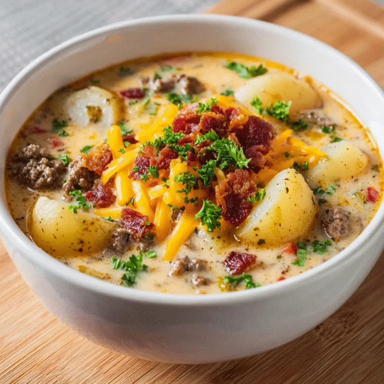 Cheeseburger Soup with Baby Potatoes – Creamy, Cozy, and Packed with Comfort