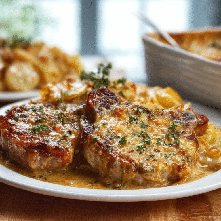 Smothered Pork Chop and Scalloped Potato Casserole – Cozy Comfort in Every Bite
