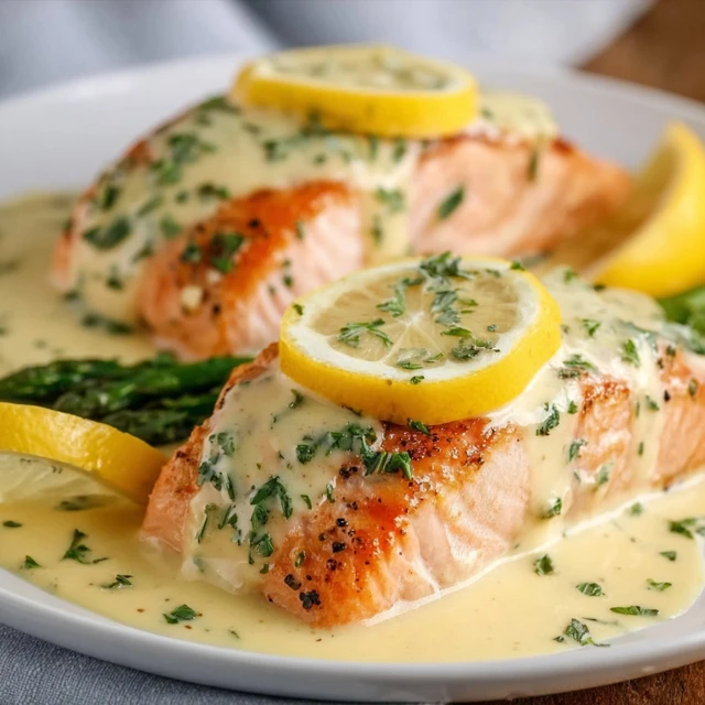 Baked Salmon with Lemon Butter Cream Sauce – A Luxurious Yet Easy Dinner