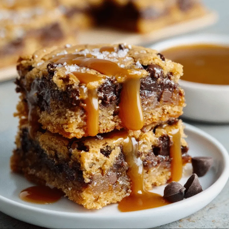 Gooey Salted Caramel Chocolate Chip Cookie Bars – Rich, Chewy, and Irresistibly Indulgent
