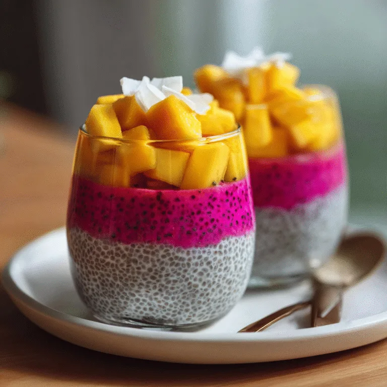 Mango and Dragon Fruit Chia Pudding – A Tropical, Creamy Breakfast Escape