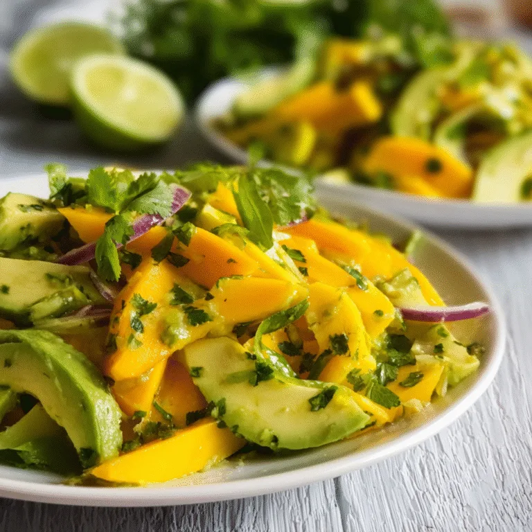 Avocado Mango Salad with Zesty Lime Dressing – Fresh, Vibrant, and Full of Sunshine