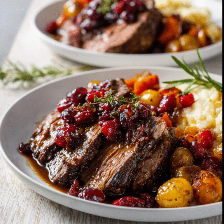 Cranberry Balsamic Roast Beef – A Festive Centerpiece with Bold Flavor