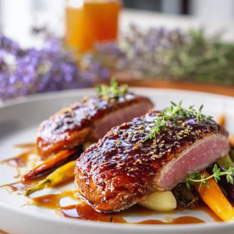 Duck Breast with Lavender Honey Glaze – Elegant, Aromatic, and Perfectly Balanced
