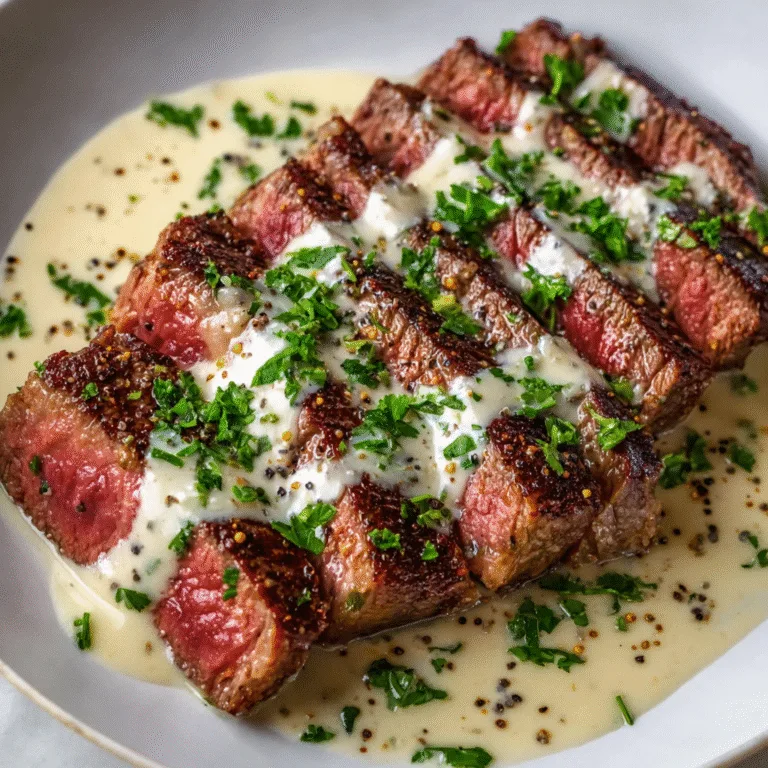 Juicy Steak with Creamy Garlic Sauce