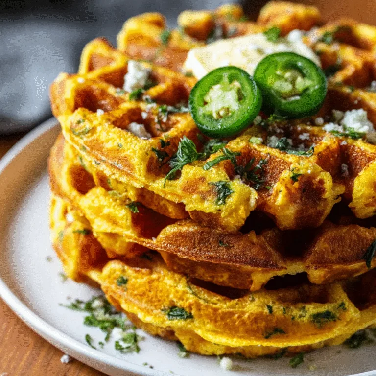Cheddar Jalapeño Cornbread Waffles – Crispy, Savory, and Comforting