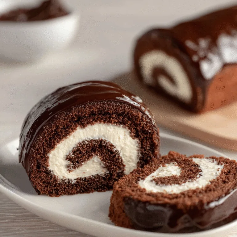 Chocolate Cake Roll with Creamy Filling & Rich Ganache – Elegant, Decadent, and Timeless