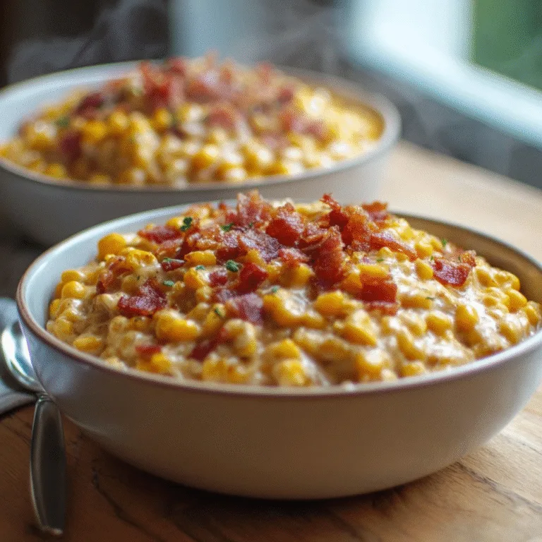 Slow Cooker Cheddar Corn with Bacon – Creamy, Cozy, and Crowd-Pleasing