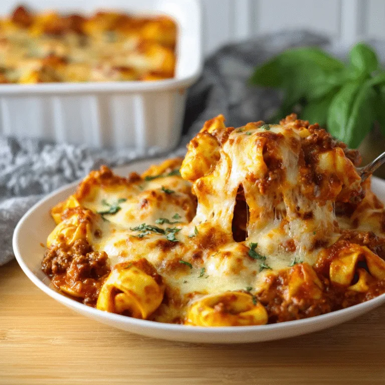 Cheesy Baked Tortellini Casserole with Meat Sauce – A Comfort Food Classic