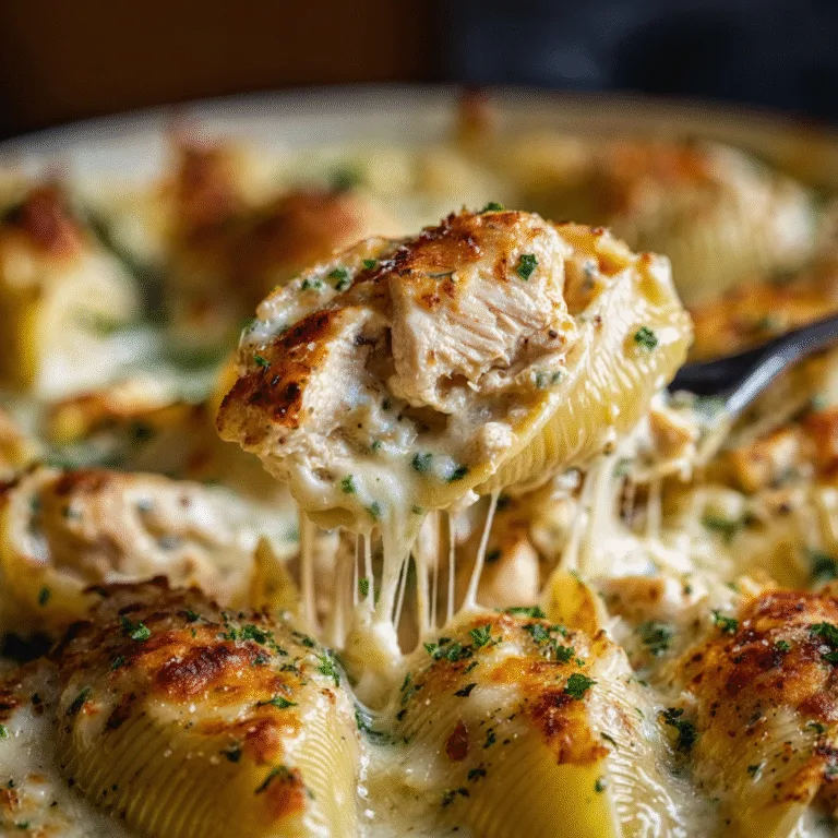 Garlic Butter Chicken Alfredo Stuffed Shells