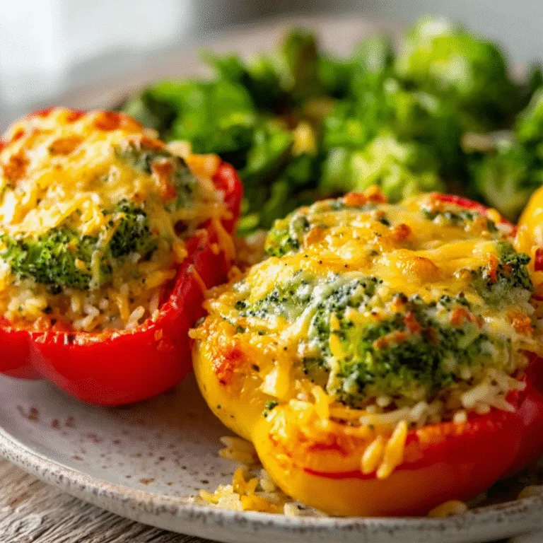 Cheesy Broccoli Rice Stuffed Peppers – Cozy, Creamy, and Crowd-Pleasing