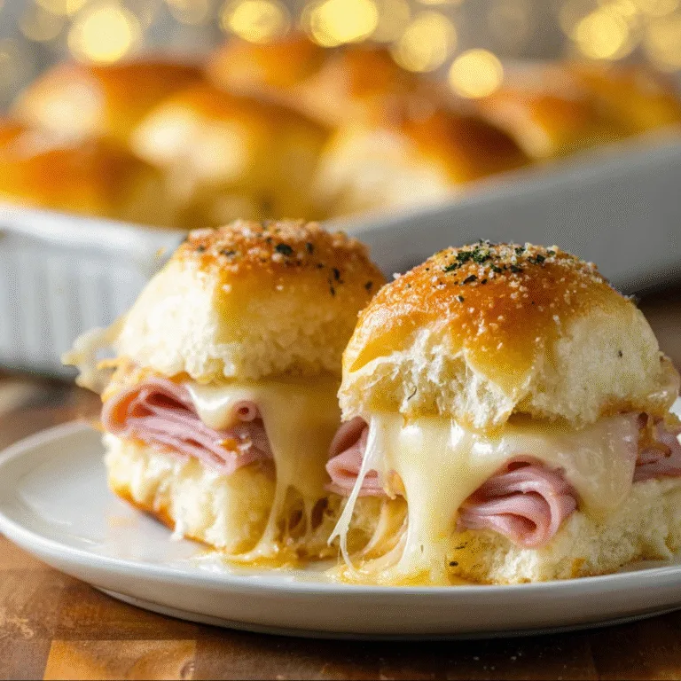 Hot Ham and Cheese Sliders on Hawaiian Rolls