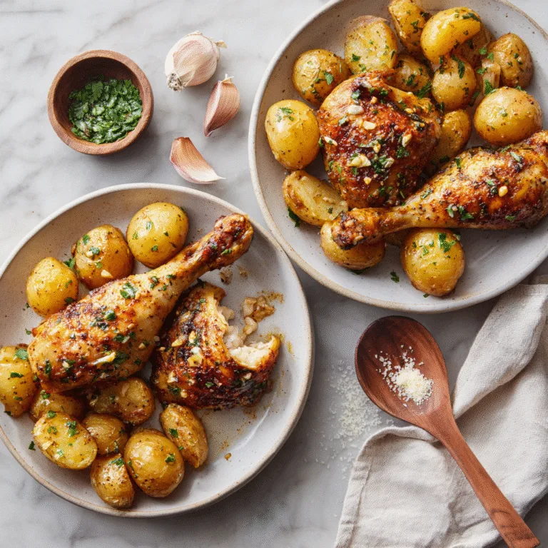 Garlic Parmesan Chicken Drumsticks with Potatoes