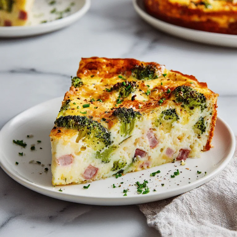 Crustless Quiche with Ham, Broccoli & Cheese (Low-Carb)
