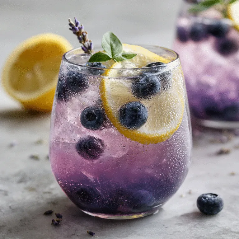 Blueberry Basil Lemon Lavender Mocktail (Fresh, Floral & Alcohol-Free)