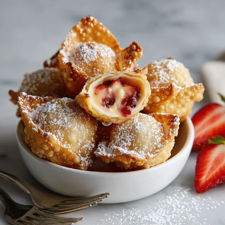 Deep-Fried Strawberry Cheesecake Stuffed Wonton Bites