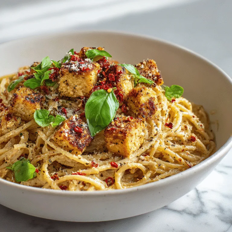 Vegan Marry Me “Chicken” Pasta with Crispy Tofu