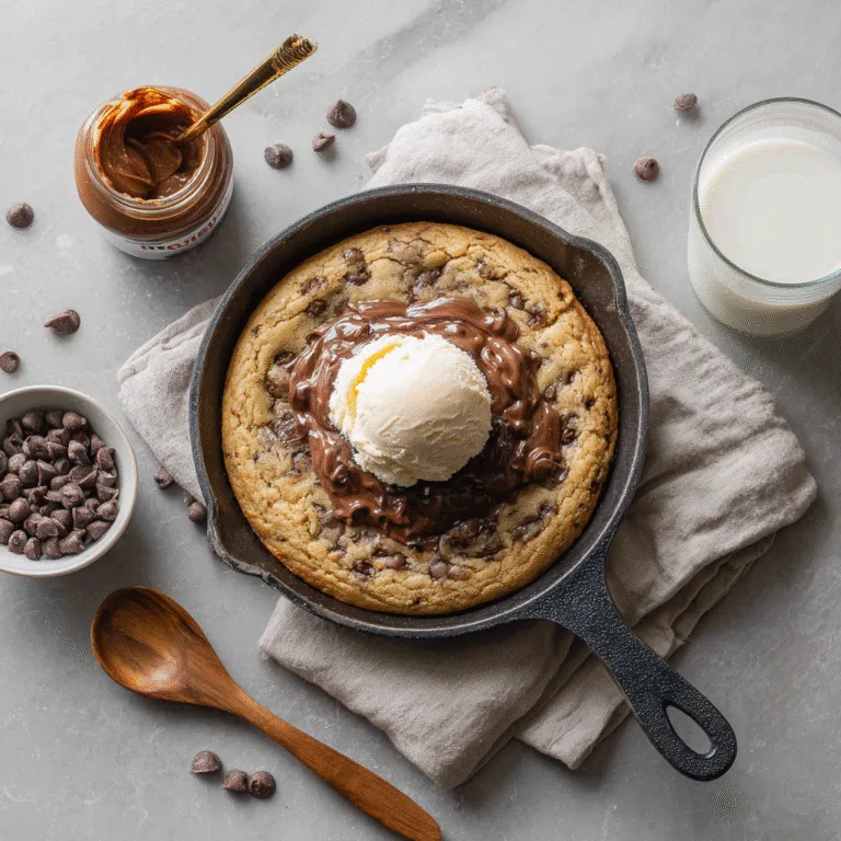 Single Serve Skillet Chocolate Chip Nutella Cookie (Eggless)