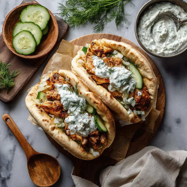 Mediterranean Chicken Gyros with Creamy Feta Tzatziki