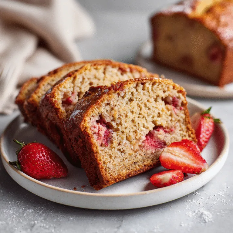 Healthy Banana Strawberry Bread with Yogurt