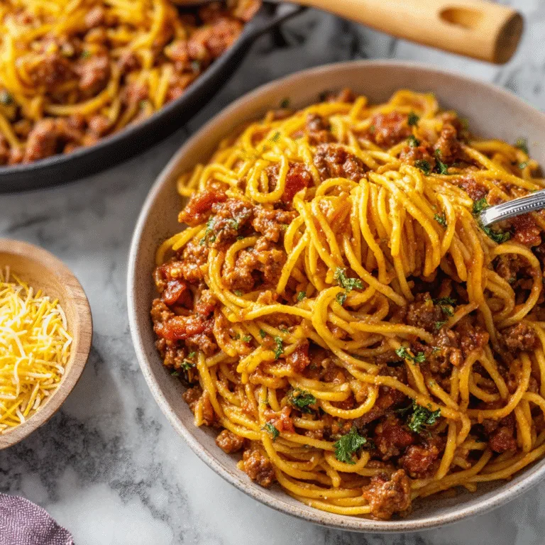 One Pot Cowboy Spaghetti (Hearty, Cheesy & Loaded with Flavor)