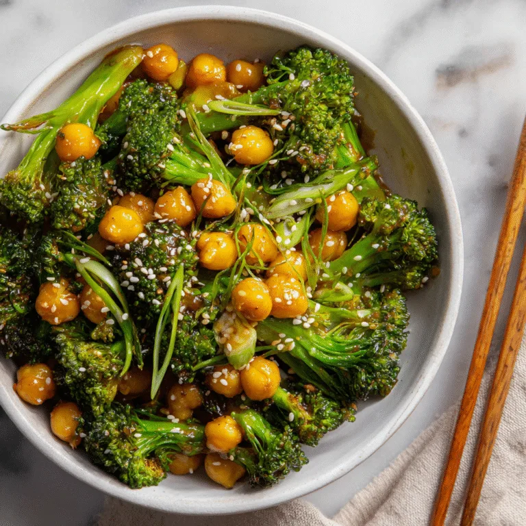 Garlic Broccoli Stir Fry with Chickpeas (Vegan & Gluten-Free)