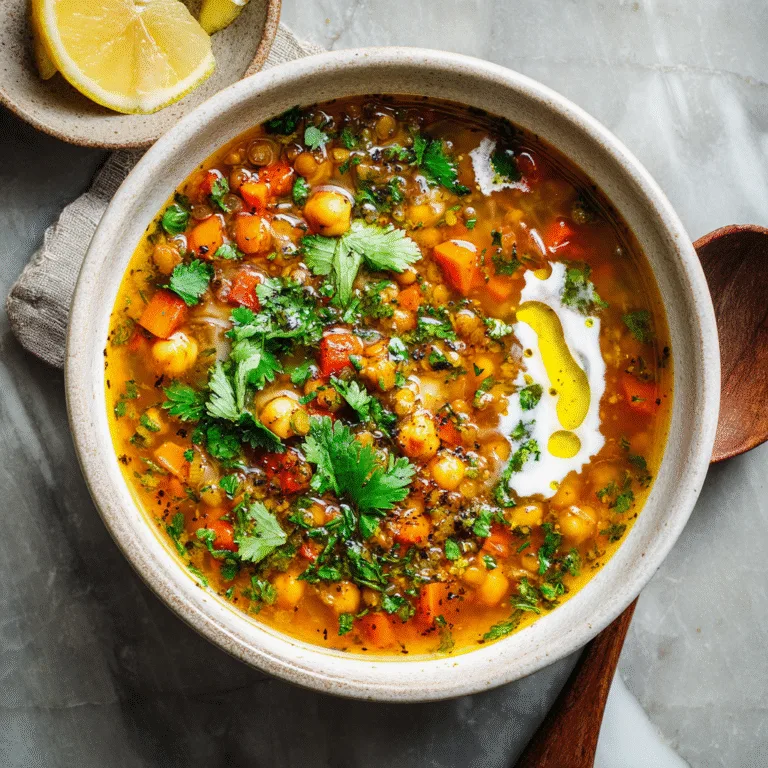 Crockpot Moroccan Lentil and Chickpea Soup